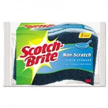 Non-Scratch Multi-Purpose Scrub Sponge, 4 2/5 x 2 3/5, Blue, 3/Pack