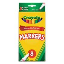 Crayola Non-Washable Marker, Broad Bullet Tip, Assorted Colors, 8/Pack