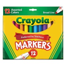 Crayola Non-Washable Marker, Broad Bullet Tip, Assorted Colors- 1 dozen