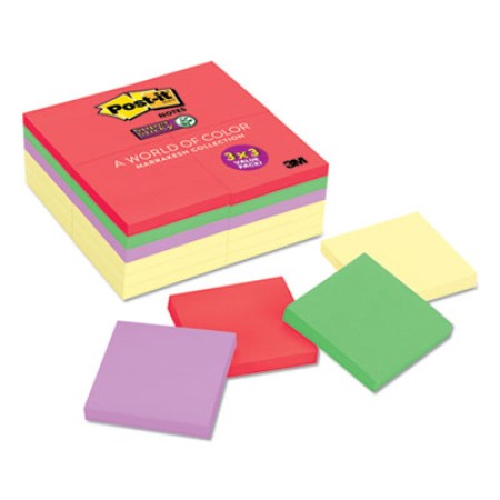 Note Pads Office Pack, 3 x 3, Canary Yellow/Marrakesh, 90-Sheet, 24/Pack