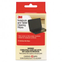 3M Notebook Screen Cleaning Wet Wipes, Cloth, 7&quot; x 4&quot;, 24/Pack