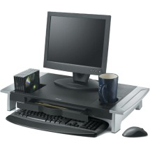 Office Suites Premium Monitor Riser, 27 x 14 x 4 1/4, Black/Silver