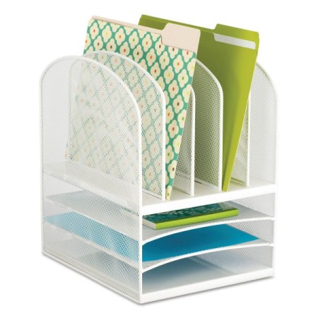Onyx Mesh Desk Organizer with Five Vertical and Three Horizontal Sections, Letter Size Files, 11.5