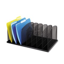 Onyx Mesh Desk Organizer with Upright Sections, 8 Sections, Letter to Legal Size Files, 19.5" x 11.5" x 8.25", Black