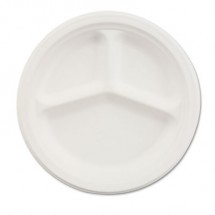Paper Dinnerware, 3-Comp Plate, 10 1/4" dia, White, 500/Carton