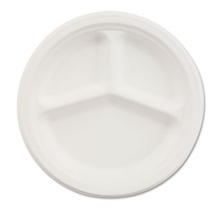 Paper Dinnerware, 3-Comp Plate, 9 1/4