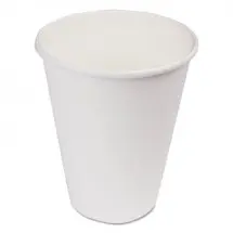 White Paper Hot Cups, 12  oz., 1000/Carton