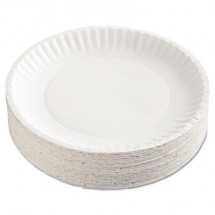 Uncoated White Paper Plates, 9", 100/Pack