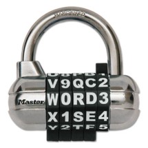 Password Plus Combination Lock, Hardened Steel Shackle, 2 1/2" Wide, Silver