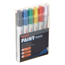 uni-Paint Permanent Marker, Medium Bullet Tip, Assorted Colors, 6/Set