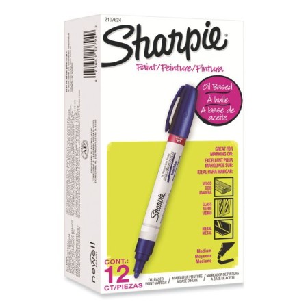 Sharpie Permanent MarkersMarker, Medium Bullet Tip, Blue, 12/Pack