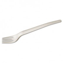 Plantware Compostable Cutlery, Fork, 6", Pearl White, 50/Pack, 20 Pack/Carton