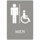 ADA Sign, Men Restroom Wheelchair Accessible Symbol, 6&quot; x 97quot;, Gray