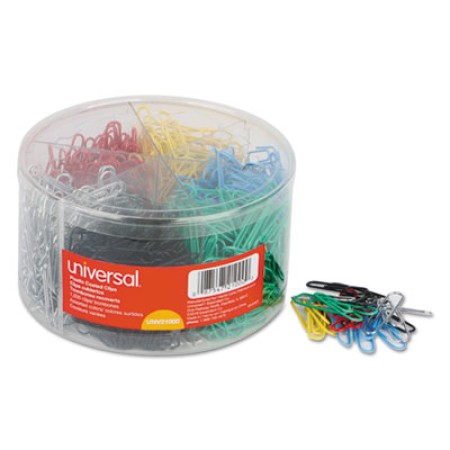 Plastic-Coated Paper Clips, Small (No. 1), Assorted Colors, 1, 000/Pack