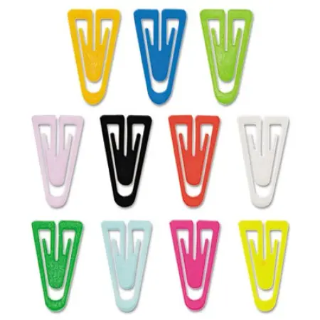 Plastic Paper Clips, Medium (No. 4), Assorted Colors, 500/Box