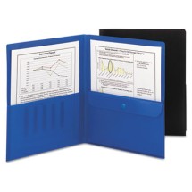 Poly Two-Pocket Folder with Security Pocket, 11 x 8 1/2, Black, 5/Pack