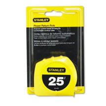 Power Return Tape Measure with Belt Clip, 1/2" x 12ft, Yellow