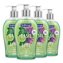 Premium Liquid Hand Soap, Basil, Lime, 13 oz., 4/Carton