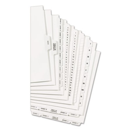 Preprinted Legal Exhibit Side Tab Index Dividers, Allstate Style, 10-Tab, 13, 11 x 8.5, White, 25/Pack