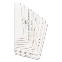 Preprinted Legal Exhibit Side Tab Index Dividers, Avery Style, 10-Tab, 21, 11 x 8.5, White, 25/Pack