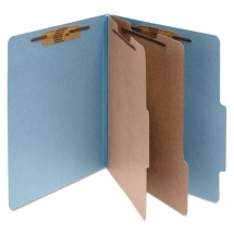Pressboard Classification Folders, 2 Dividers, Letter Size, Sky Blue, 10/Box