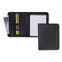 Professional Zippered Pad Holder, Pockets/Slots, Writing Pad, Black