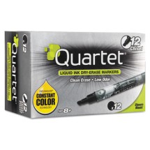 Quartet EnduraGlide Dry Erase Marker, Broad Chisel Tip, Black, 12/Pack