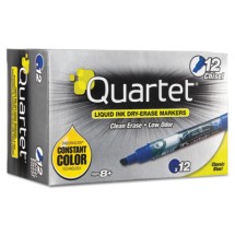 Quartet EnduraGlide Dry Erase Marker, Broad Chisel Tip, Blue, 12/Pack