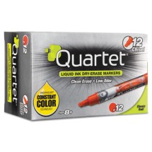 Quartet EnduraGlide Dry Erase Marker, Broad Chisel Tip, Red, 12/Pack