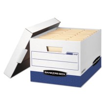 R-KIVE Heavy-Duty Storage Boxes, Letter/Legal Files, 12.75" x 16.5" x 10.38", White/Black, 12/Carton