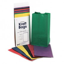 Kraft Paper Bags,  Assorted Rainbow, 6" x 11", 28 Bags