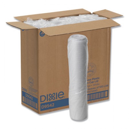 Dixie Reclosable White Lids for 12,16  oz. Paper Hot Cups, 100 Lids/Pack, 10 Packs/Carton