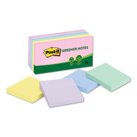 Recycled Note Pads, Lined, 4 x 6, Assorted Helsinki Colors, 100-Sheet, 5/Pack
