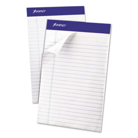Recycled Writing Pads, Wide/Legal Rule, 8.5 x 11.75, White, 50 Sheets, Dozen