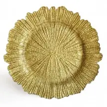 The Jay Companies 1470110 Round Reef Gold Glass Charger Plate 13&quot;