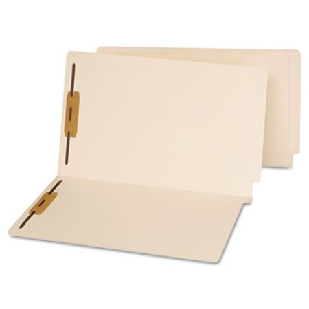 Reinforced End Tab File Folders with Two Fasteners, Straight Tab, Legal Size, Manila, 50/Box