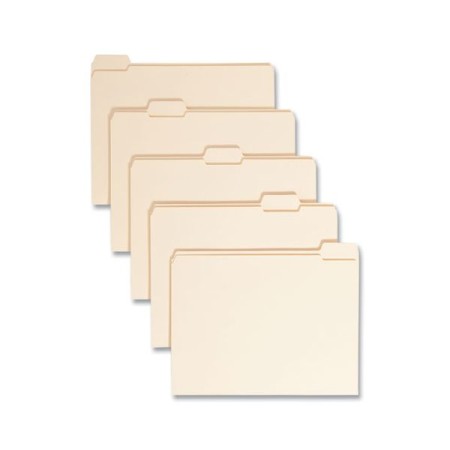 Reinforced Tab Manila File Folders, 1/5-Cut Tabs, Letter Size, 11 pt. Manila, 100/Box
