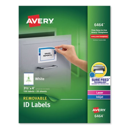 Removable Multi-Use Labels, Inkjet/Laser Printers, 3 x 4, White, 2/Sheet, 40 Sheets/Pack