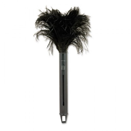 Retractable Feather Duster, Black Plastic Handle Extends 9