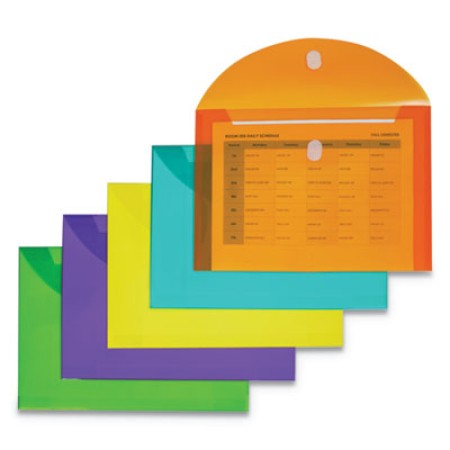 Reusable Poly Envelope, Hook & Loop Closure, 8.5 x 11, Assorted, 10/Pack