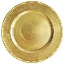 TigerChef  Round Gold Beaded Charger Plate 13&quot;