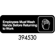 Royal ROY 394530 Black &quot;Employees Must Wash Hands Before Returning To Work&quot; Sign 3&quot; x 9&quot;