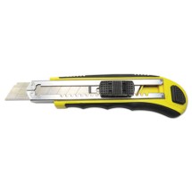 Rubber-Gripped Retractable Snap Blade Knife, Straight-Edged, Black/Yellow