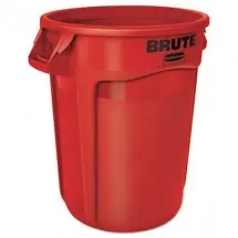 Rubbermaid Brute Red Round Trash Container, 32 Gallon