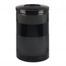 Rubbermaid Classics Perforated Open Top Black Steel Waste Receptacle, 51 Gallon 