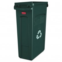 Rubbermaid Slim Jim Green Recycling Container with Venting Channels, 23 Gallon