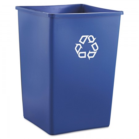 Rubbermaid Square Blue Recycling Container, 35 Gallon 