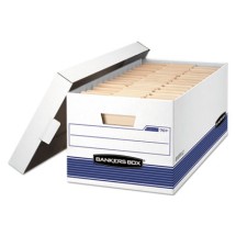 STOR/FILE Medium-Duty Storage Boxes, Legal Files, 15.88" x 25.38" x 10.25", White/Blue, 12/Carton