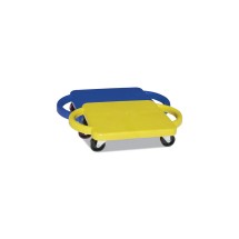 Scooter with Handles, Blue/Yellow, 4 Rubber Swivel Casters, Plastic, 12 x 12