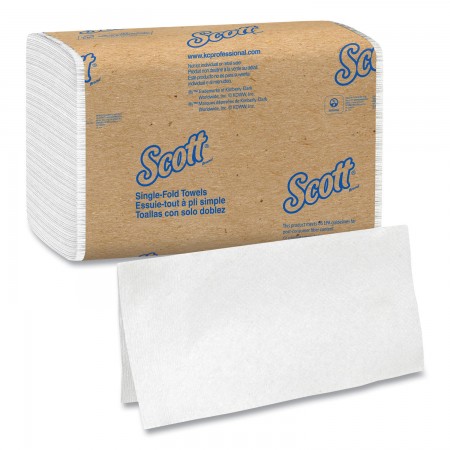 Scott Singlefold 1-Ply Towels, White, 4,000 Towels/Carton